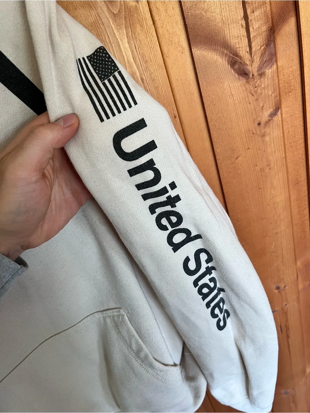 NASA Cream Hoodie with United States Sleeve - Picture 5 of 6